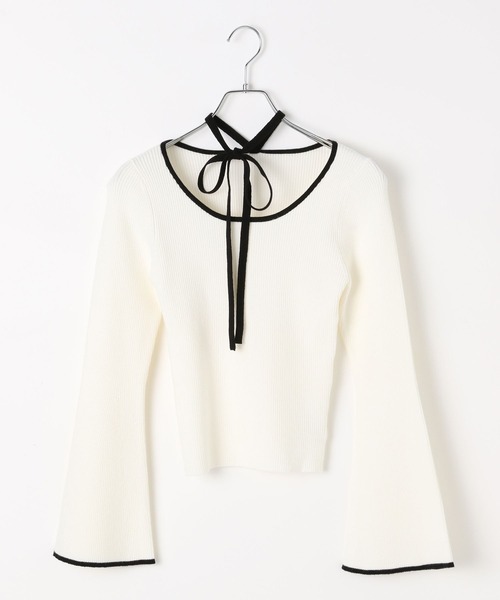 3.3 Field Trip （3.3フィールドトリップ）の「3.3 Field Trip／チョーカー付きニットロングスリーブ（ニット/セーター・レディース・ブラック/グレー/オフホワイト/レッド・FREE）」の10枚目の写真