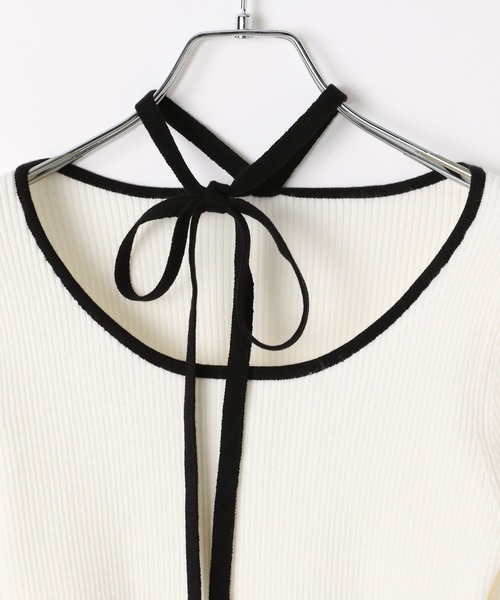 3.3 Field Trip （3.3フィールドトリップ）の「3.3 Field Trip／チョーカー付きニットロングスリーブ（ニット/セーター・レディース・ブラック/グレー/オフホワイト/レッド・FREE）」の13枚目の写真