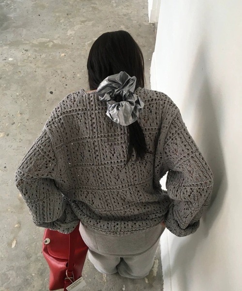 leune(ルネ)の「透かし編みニットトップス&スカートセットアップ/レイヤードニット(ニット/セーター・レディース・ブラウン/グレー/ブルー・FREE)」の9枚目の写真