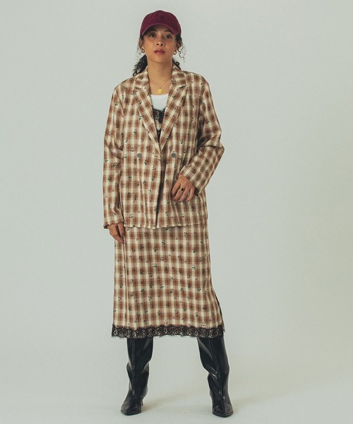 ROSE BUD（ローズバッド）の「(mag.by c)FLOWER PRINT CHECK CAMI DRESS（ワンピース・レディース・ブラック/ブラウン・ONE SIZE）」の21枚目の写真