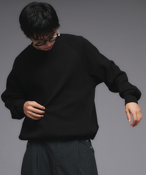 Adoon plain（アドーンプレーン）の「Shallow V-Neck Thermal Long Sleeve T / 浅VネックサーマルロングスリーブT（Tシャツ/カットソー・メンズ・ボルドー/杢グレー/ブラウン/ブラック/その他/ネイビー・MEDIUM/LARGE）」の12枚目の写真