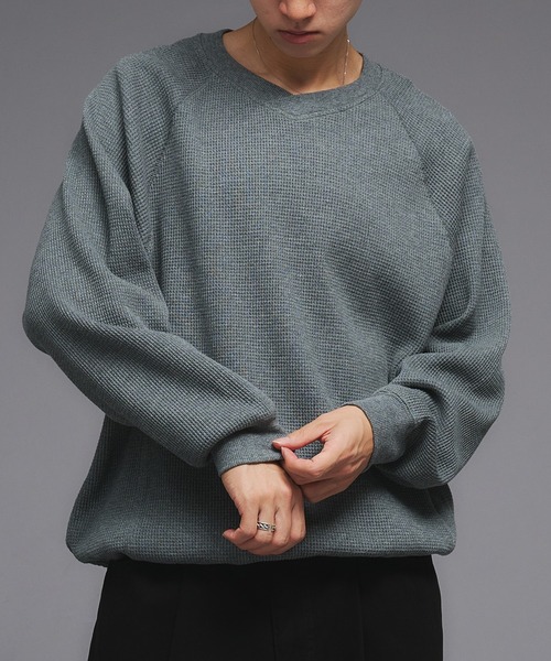 Adoon plain（アドーンプレーン）の「Shallow V-Neck Thermal Long Sleeve T / 浅VネックサーマルロングスリーブT（Tシャツ/カットソー・メンズ・ボルドー/杢グレー/ブラウン/ブラック/その他/ネイビー・MEDIUM/LARGE）」の20枚目の写真