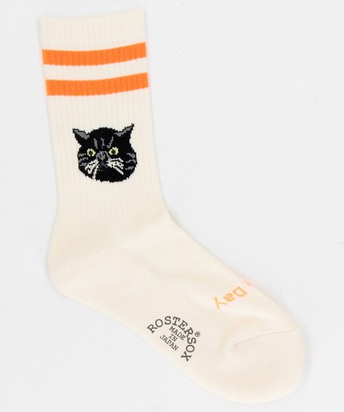 FREAK'S STORE（フリークスストア）の「ROSTER SOX/ロスターソックス ”CAT”モチーフソックス（ソックス/靴下・レディース・ホワイト/ナチュラル・ONE SIZE）」の2枚目の写真