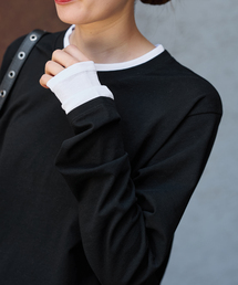 フレームワーク黒カットソー ≪追加≫スムースコクーンプルオーバー（Tシャツ/カットソー