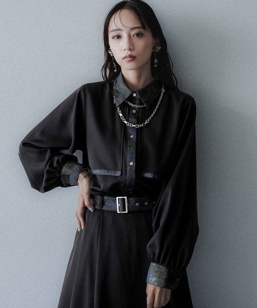 ブラウス シャツ ラメアートジャガードシャツ(HARE) レディース