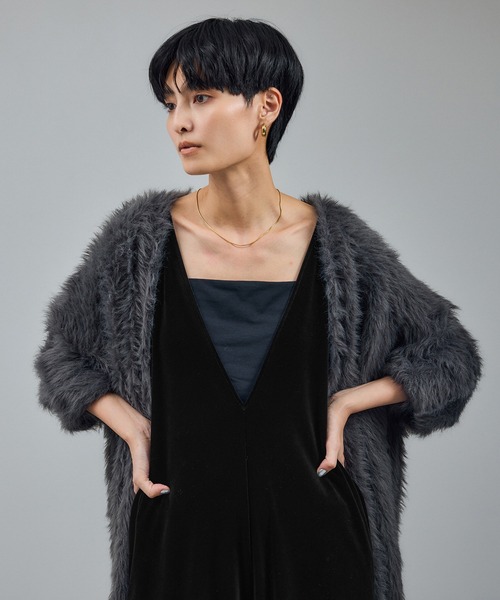 SALON adam et rope'（サロン アダム エ ロペ）の「【WEB限定】コンフィリュクスベロアオールインワン（サロペット/オーバーオール・レディース・ブラック/ブラウン・FREE）」の7枚目の写真