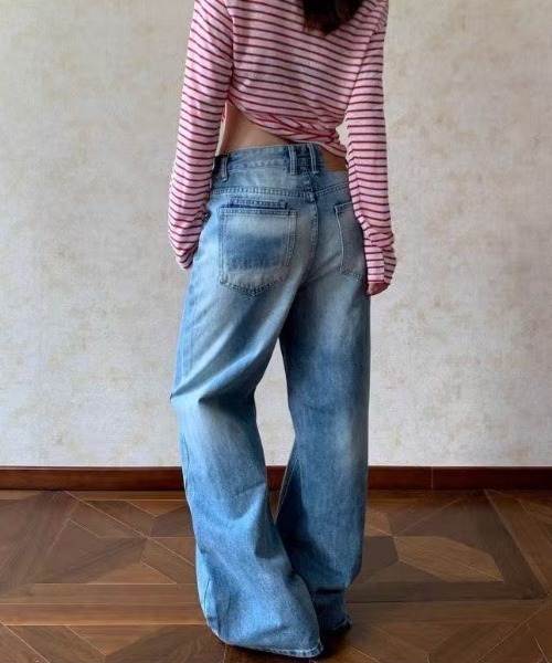 FreeZone(フリーゾーン)の「クロスウエスト ワイドデニムパンツ(デニムパンツ・メンズ・ブルー・S/M/L)」の9枚目の写真