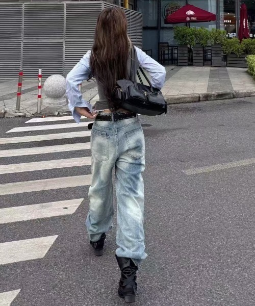 FreeZone(フリーゾーン)の「クロスウエスト ワイドデニムパンツ(デニムパンツ・メンズ・ブルー・S/M/L)」の13枚目の写真