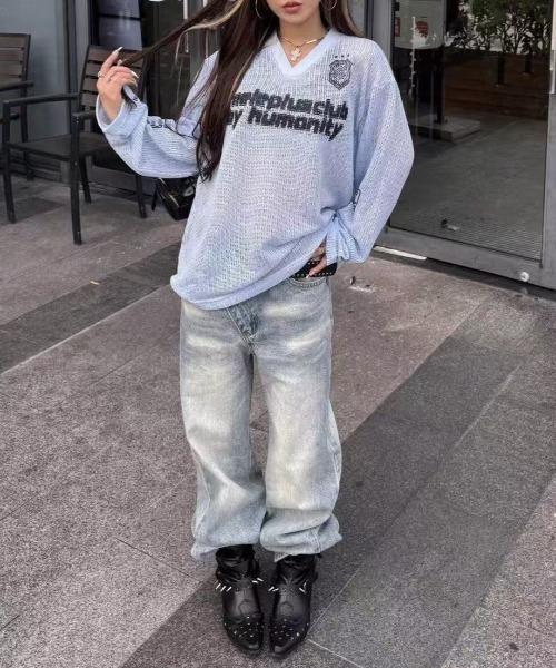 FreeZone(フリーゾーン)の「クロスウエスト ワイドデニムパンツ(デニムパンツ・メンズ・ブルー・S/M/L)」の15枚目の写真