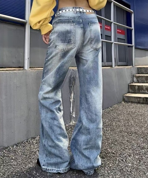 FreeZone(フリーゾーン)の「クロスウエスト ワイドデニムパンツ(デニムパンツ・メンズ・ブルー・S/M/L)」の5枚目の写真