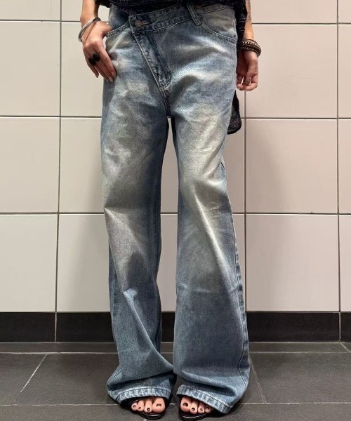 FreeZone(フリーゾーン)の「クロスウエスト ワイドデニムパンツ(デニムパンツ・メンズ・ブルー・S/M/L)」の18枚目の写真