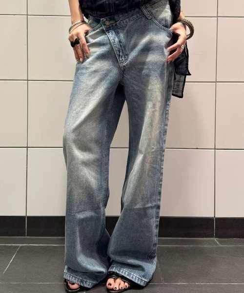FreeZone(フリーゾーン)の「クロスウエスト ワイドデニムパンツ(デニムパンツ・メンズ・ブルー・S/M/L)」の19枚目の写真