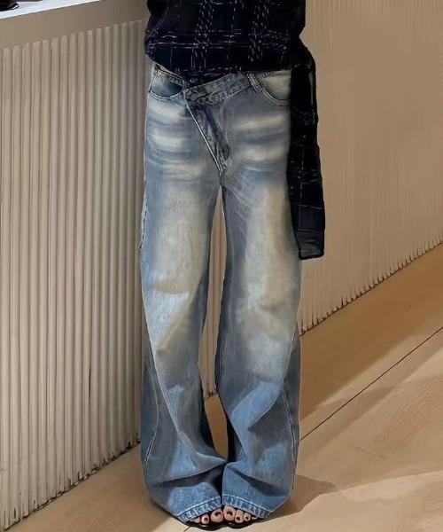 FreeZone(フリーゾーン)の「クロスウエスト ワイドデニムパンツ(デニムパンツ・メンズ・ブルー・S/M/L)」の20枚目の写真