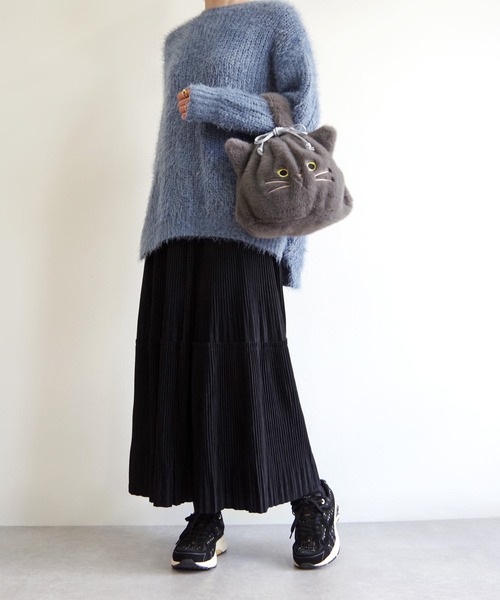 WOVEN(ウーヴン)の「WOVEN (ウーヴン) / エコファー ねこ フェイス 2WAY BAG 猫巾着 バッグ(ハンドバッグ・レディース・グレー/ホワイト/ブラック/ブラウン/ホワイト系・FREE)」の18枚目の写真