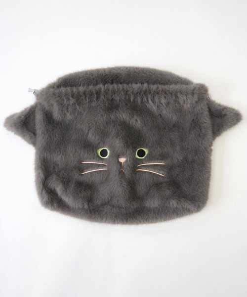 WOVEN(ウーヴン)の「WOVEN (ウーヴン) / エコファー ねこ フェイス 2WAY BAG 猫巾着 バッグ(ハンドバッグ・レディース・グレー/ホワイト/ブラック/ブラウン/ホワイト系・FREE)」の12枚目の写真