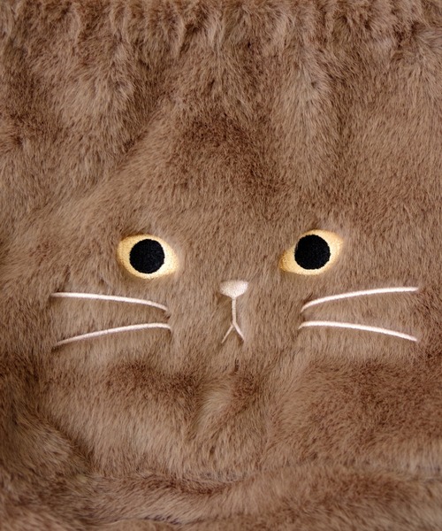 WOVEN(ウーヴン)の「WOVEN (ウーヴン) / エコファー ねこ フェイス 2WAY BAG 猫巾着 バッグ(ハンドバッグ・レディース・グレー/ホワイト/ブラック/ブラウン/ホワイト系・FREE)」の10枚目の写真
