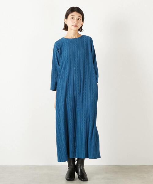MELROSE claire(メルローズ クレール)の「【カットジャガードロングワンピース】(ワンピース・レディース・ブラック/ブルー/ベージュ・FREE)」の14枚目の写真