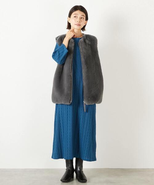 MELROSE claire(メルローズ クレール)の「【カットジャガードロングワンピース】(ワンピース・レディース・ブラック/ブルー/ベージュ・FREE)」の15枚目の写真