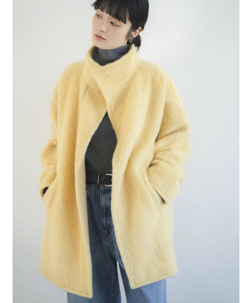 Ungrid（アングリッド）の「アルパカ混ミドル丈スタンドカラーコート（ダウンジャケット/コート・レディース・イエロー/ブラウン/チャコールグレー・FREE）」の8枚目の写真