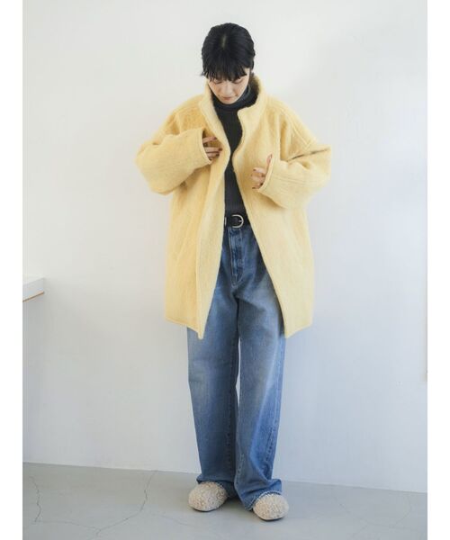 アルパカ混ミドル丈スタンドカラーコート（ダウンジャケット/コート