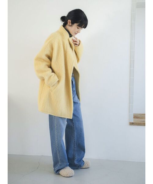 アルパカ混ミドル丈スタンドカラーコート（ダウンジャケット/コート
