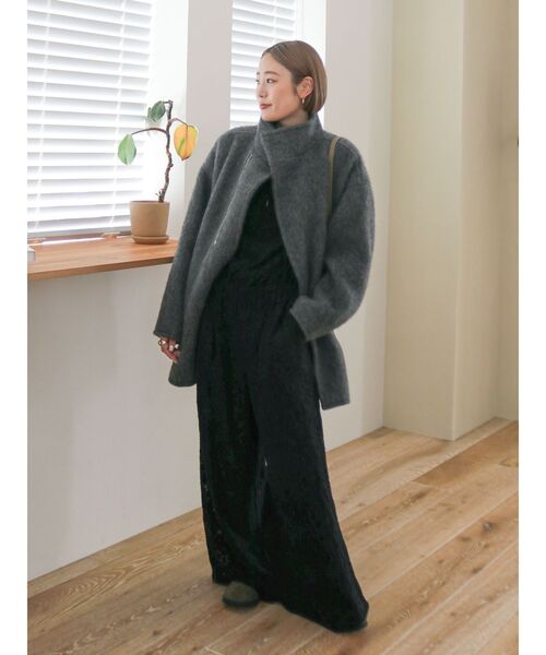 アルパカ混ミドル丈スタンドカラーコート（ダウンジャケット/コート