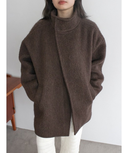 アルパカ混ミドル丈スタンドカラーコート（ダウンジャケット/コート