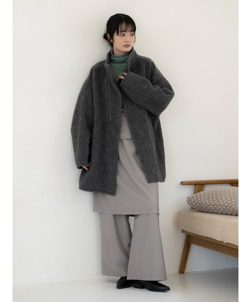 アルパカ混ミドル丈スタンドカラーコート（ダウンジャケット/コート