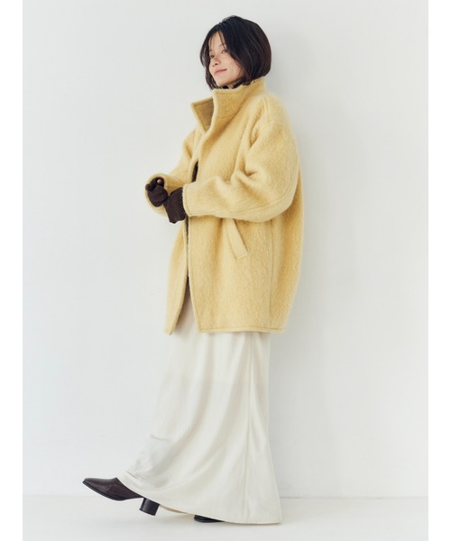アルパカ混ミドル丈スタンドカラーコート（ダウンジャケット/コート
