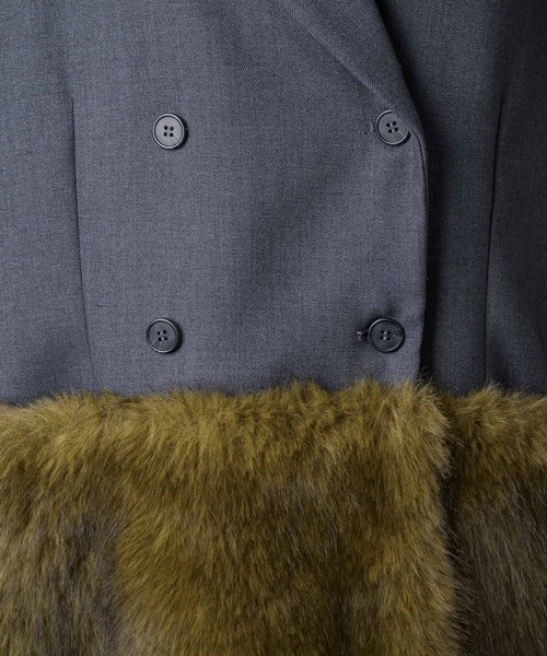 yae（ヤエ）の「Fur blocking coat / ファーブロッキングジャケット（テーラードジャケット・レディース・ブラック/グレー・FREE）」の13枚目の写真