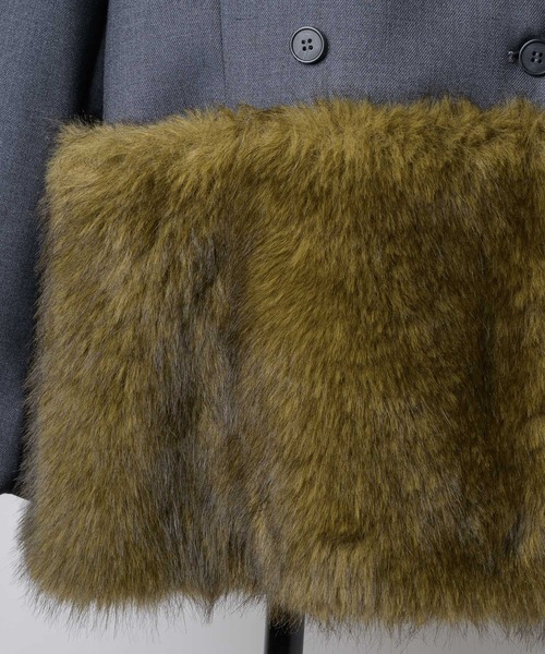 yae（ヤエ）の「Fur blocking coat / ファーブロッキングジャケット（テーラードジャケット・レディース・ブラック/グレー・FREE）」の3枚目の写真