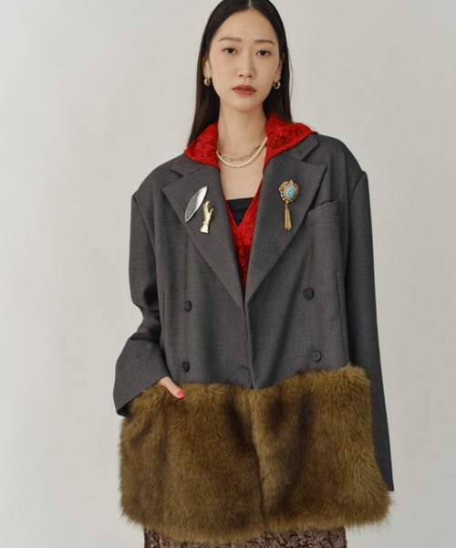 奇天烈 変形 オーバーサイズ ファー ドッキング ミリタリー コート 秋冬 奇天烈 変形 オーバーサイズ ファー ドッキング ミリタリー コート