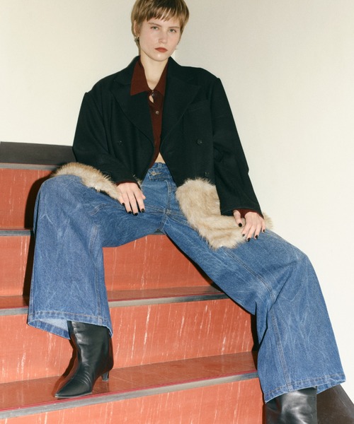 yae（ヤエ）の「Fur blocking coat / ファーブロッキングジャケット（テーラードジャケット・レディース・ブラック/グレー・FREE）」の22枚目の写真