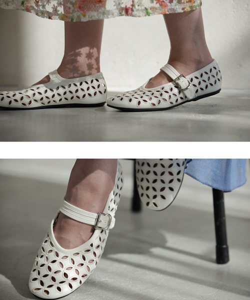 cawaii(カワイイ)の「歩きやすい柔らかソールのパンチングフラワーパンプス(パンプス・レディース・ホワイト・35/36/37/38/39/40)」の11枚目の写真