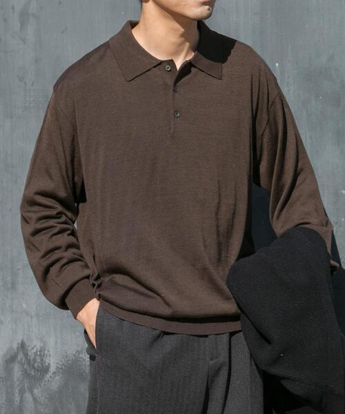 URBAN RESEARCH ROSSO MEN(アーバンリサーチロッソメン)の「イタリア糸メリノウールニットポロシャツ(ニット/セーター・メンズ・ダークブラウン/ネイビー/グレー系その他/ブラック/グレー・MEDIUM/LARGE)」の5枚目の写真