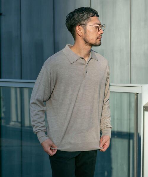 URBAN RESEARCH ROSSO MEN(アーバンリサーチロッソメン)の「イタリア糸メリノウールニットポロシャツ(ニット/セーター・メンズ・ダークブラウン/ネイビー/グレー系その他/ブラック/グレー・MEDIUM/LARGE)」の13枚目の写真