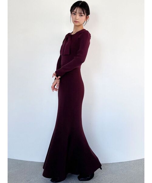 RESEXXY(リゼクシー)の「ボウタイマーメイドニットワンピース(ワンピース・レディース・チャコールグレー/アイボリー/レッド・FREE)」の18枚目の写真