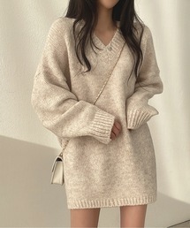 ふんわりモヘアタッチオーバーサイズニットプルオーバー