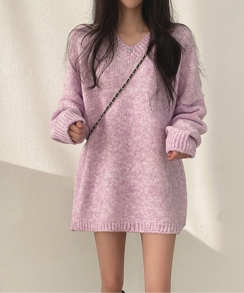 ふんわりモヘアタッチオーバーサイズニットプルオーバー（ニット