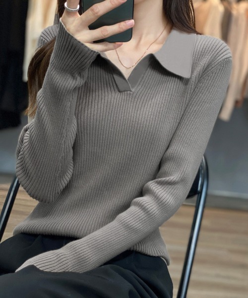 ハンドメイド　韓国キルトニット×韓国アラン風ニット　シンプルタンクトップ　犬服 セール】ポロニットトップス秋新作リブニット韓国風（ニット