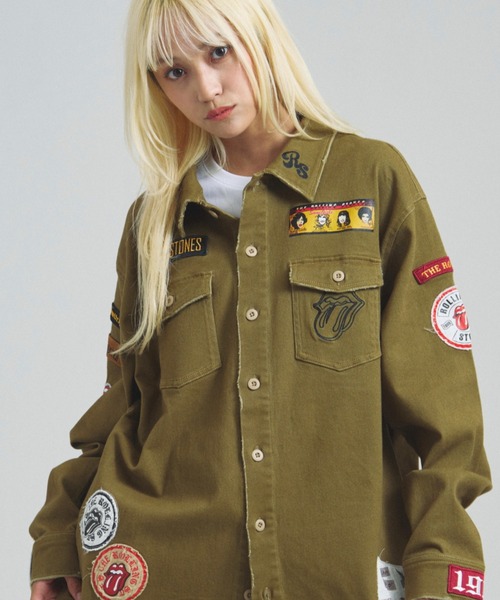 JACKROSE（ジャックローズ）の「B-TRS-Lips&Tongue カットオフワッペンシャツJKT（シャツ/ブラウス・メンズ・ブラック/カーキ/インディゴブルー・M/L）」の2枚目の写真