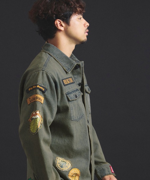 JACKROSE（ジャックローズ）の「B-TRS-Lips&Tongue カットオフワッペンシャツJKT（シャツ/ブラウス・メンズ・ブラック/カーキ/インディゴブルー・M/L）」の3枚目の写真