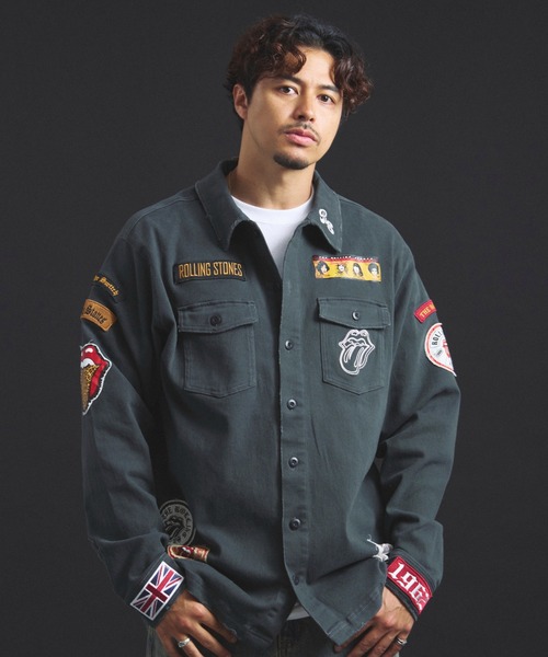 JACKROSE（ジャックローズ）の「B-TRS-Lips&Tongue カットオフワッペンシャツJKT（シャツ/ブラウス・メンズ・ブラック/カーキ/インディゴブルー・M/L）」の4枚目の写真