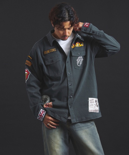 JACKROSE（ジャックローズ）の「B-TRS-Lips&Tongue カットオフワッペンシャツJKT（シャツ/ブラウス・メンズ・ブラック/カーキ/インディゴブルー・M/L）」の10枚目の写真