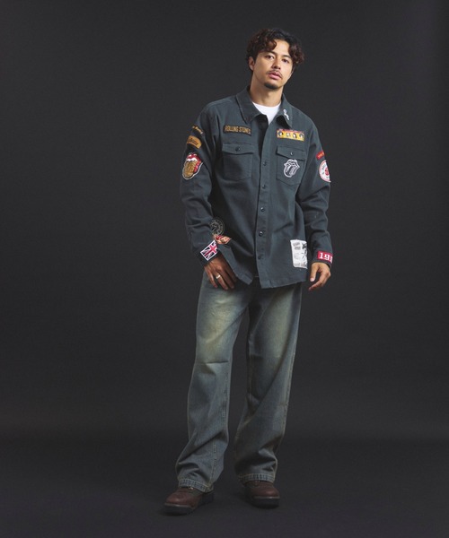 JACKROSE（ジャックローズ）の「B-TRS-Lips&Tongue カットオフワッペンシャツJKT（シャツ/ブラウス・メンズ・ブラック/カーキ/インディゴブルー・M/L）」の14枚目の写真