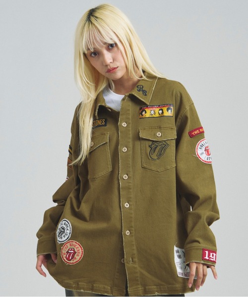 JACKROSE（ジャックローズ）の「B-TRS-Lips&Tongue カットオフワッペンシャツJKT（シャツ/ブラウス・メンズ・ブラック/カーキ/インディゴブルー・M/L）」の21枚目の写真