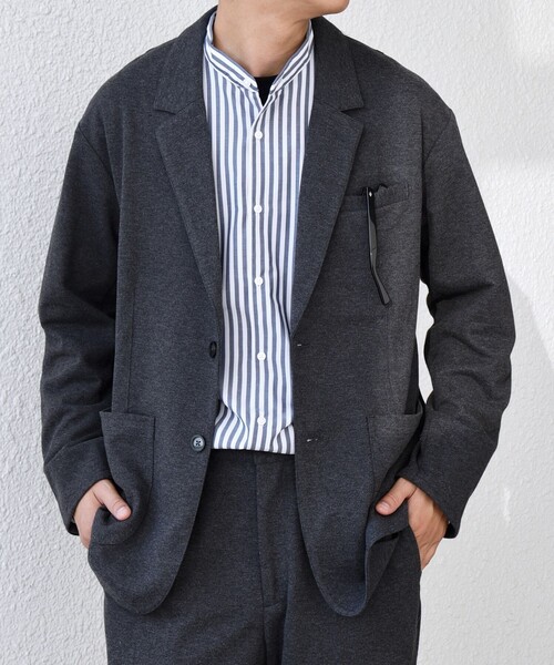 SHIPS any（シップス エニィ）の「SHIPS any: 360° THE CIRCLE STRETCH ウールライク ジャケット(セットアップ対応)◇（テーラードジャケット・メンズ・ベージュ/ダークグレー/ブラック・SMALL/MEDIUM/LARGE/X-LARGE）」の6枚目の写真