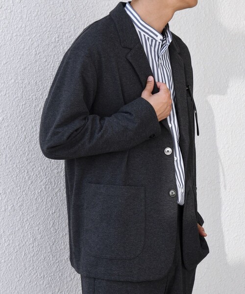 SHIPS any（シップス エニィ）の「SHIPS any: 360° THE CIRCLE STRETCH ウールライク ジャケット(セットアップ対応)◇（テーラードジャケット・メンズ・ベージュ/ダークグレー/ブラック・SMALL/MEDIUM/LARGE/X-LARGE）」の8枚目の写真
