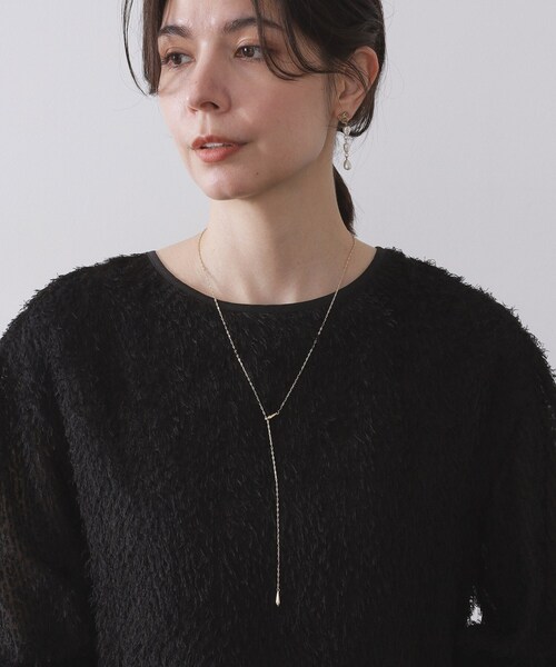 OPAQUE.CLIP（オペークドットクリップ）の「しずくメタルY字スライドチェーンネックレス（ネックレス・レディース・シルバー/ゴールド・00）」の8枚目の写真