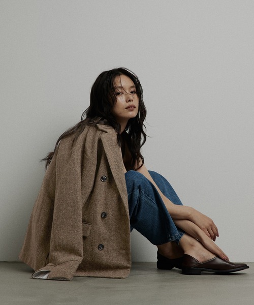 hellam(へラム)の「ツイードダブルオーバージャケット(テーラードジャケット・レディース・カーキ/ブラウン/ブラック・FREE)」の2枚目の写真